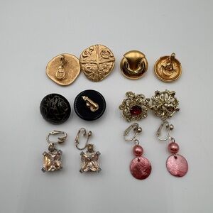 Set of 6 Vintage Clip On Earrings